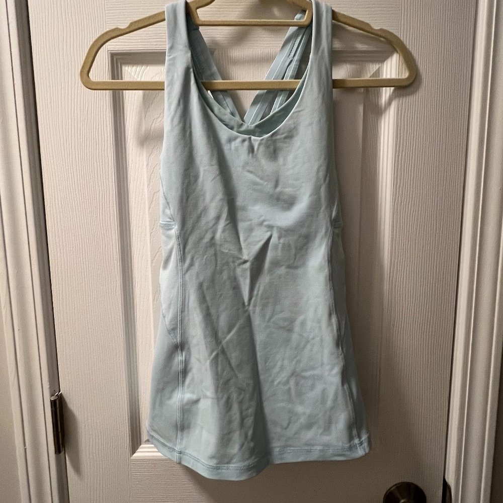 Lululemon Stash N' Run Shelf Bra Tank Top Medium Support, Blue, Size 4